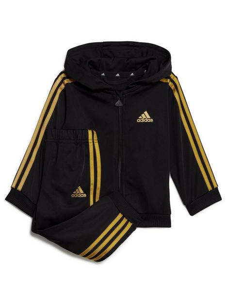 adidas-sportswear-infant-3-stripes-shiny-full-zip-tracksuit-blackgold