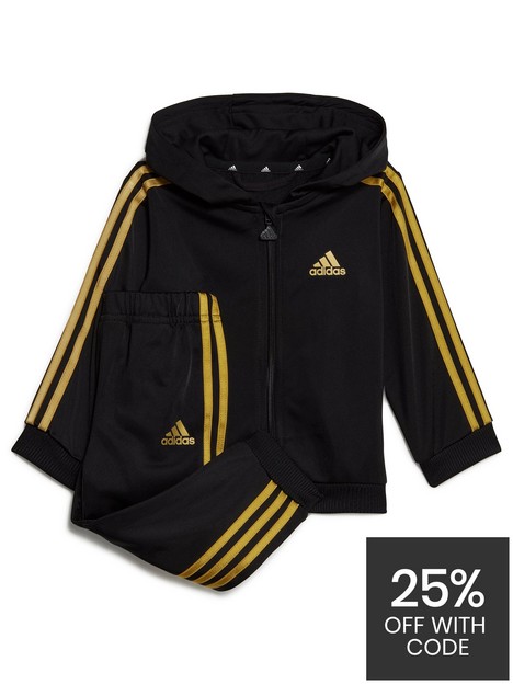 adidas-sportswear-infant-3-stripes-shiny-full-zip-tracksuit-blackgold