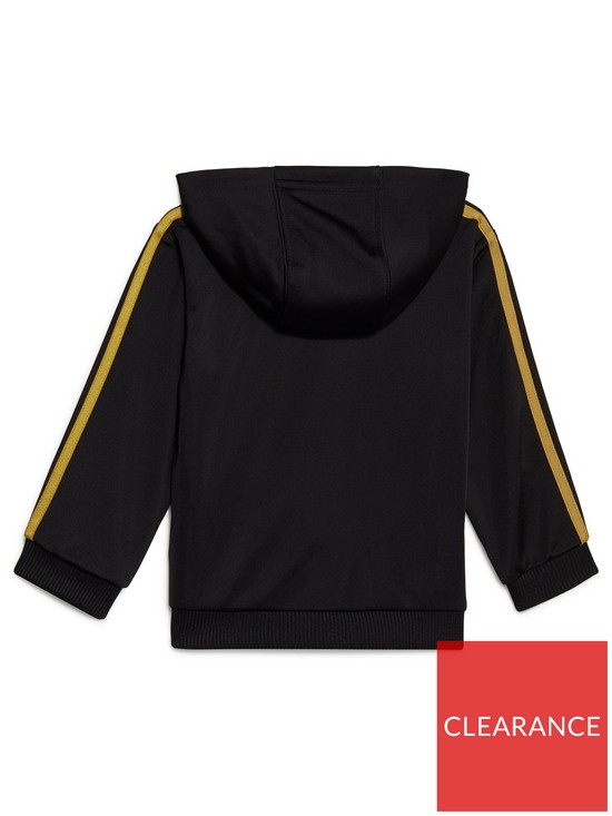 back image of adidas-sportswear-infant-3-stripes-shiny-full-zip-tracksuit-blackgold