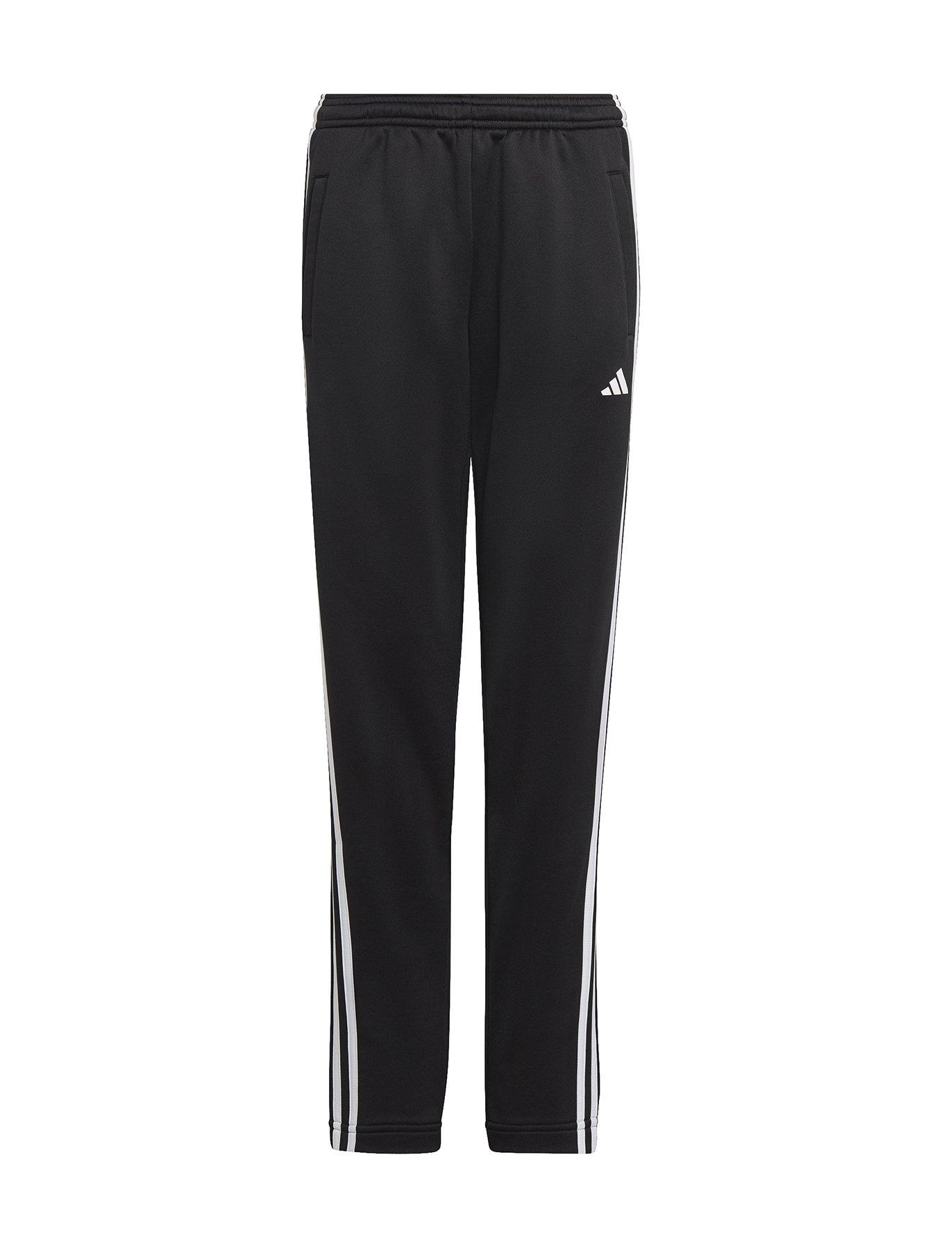 adidas Originals adicolor three stripe wide leg pants in black