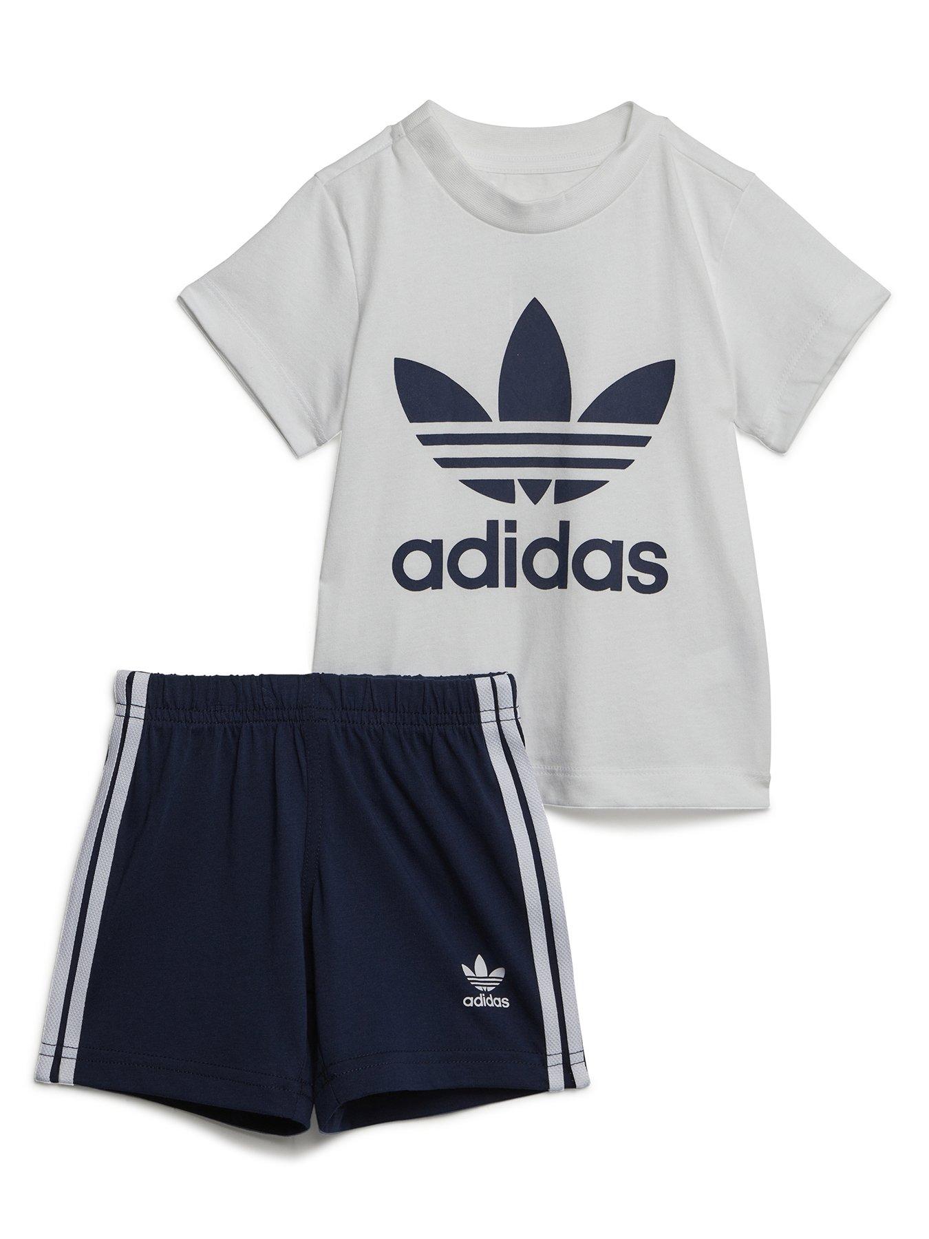 adidas Originals Infant Adicolor Short & Tee Set - Navy/White | very.co.uk