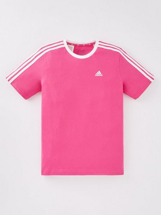 front image of adidas-sportswear-junior-essentials-short-sleeve-t-shirt-nbsp--pink