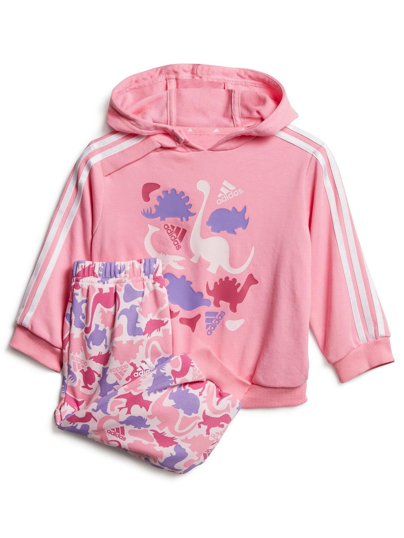 adidas Sportswear Infant Dino Print Hoodie Jogger Set Pink