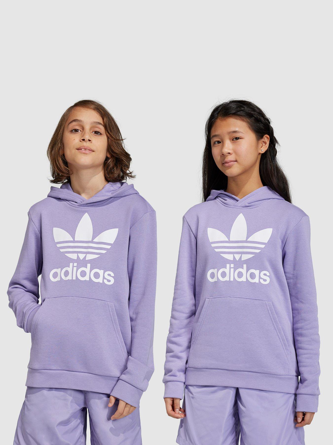 adidas Originals Junior Girls Adicolor Trefoil Hoodie - Lilac | very.co.uk