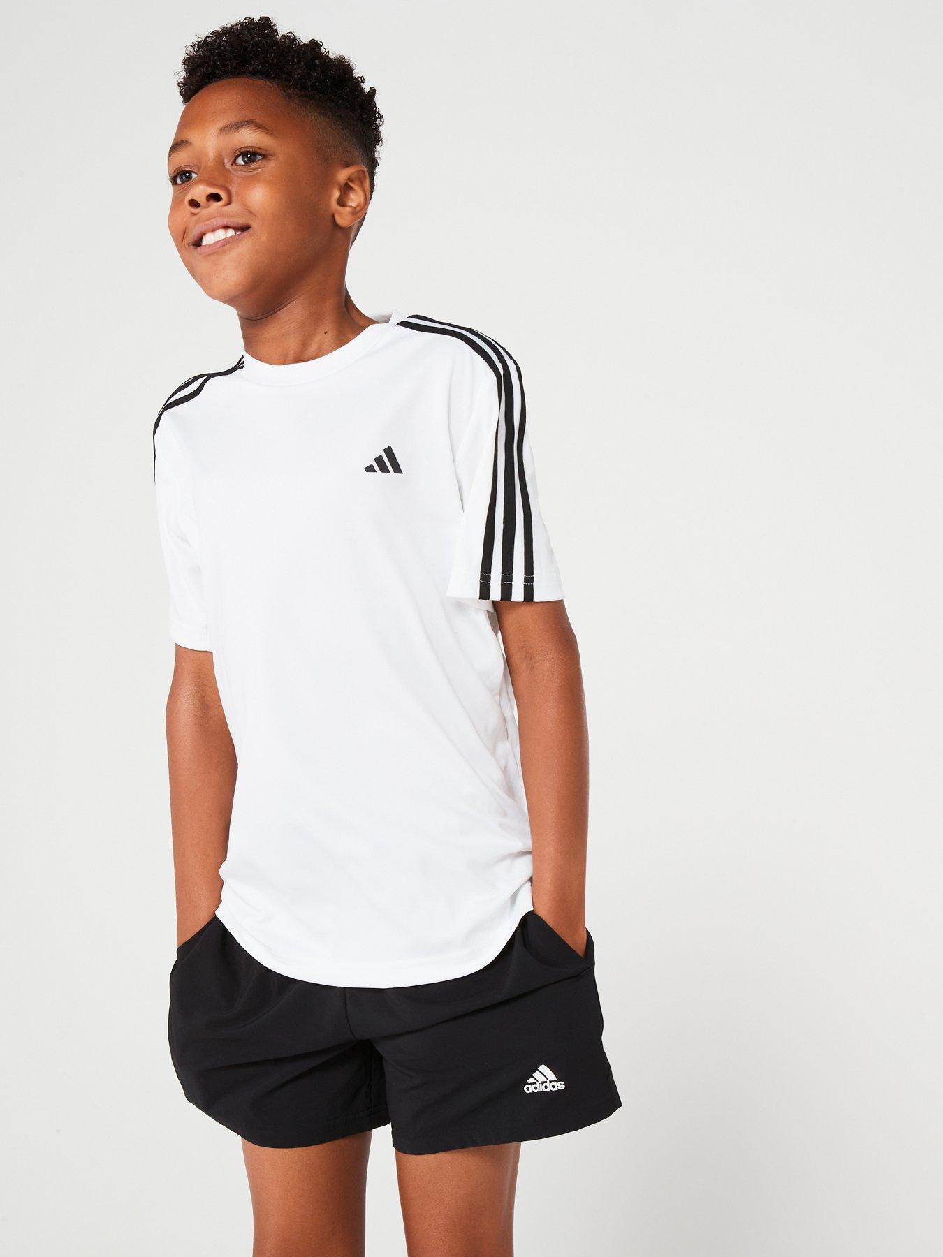 Image 1 of 5 of adidas Junior Train Essentials 3 Stripe Tee - White/Black