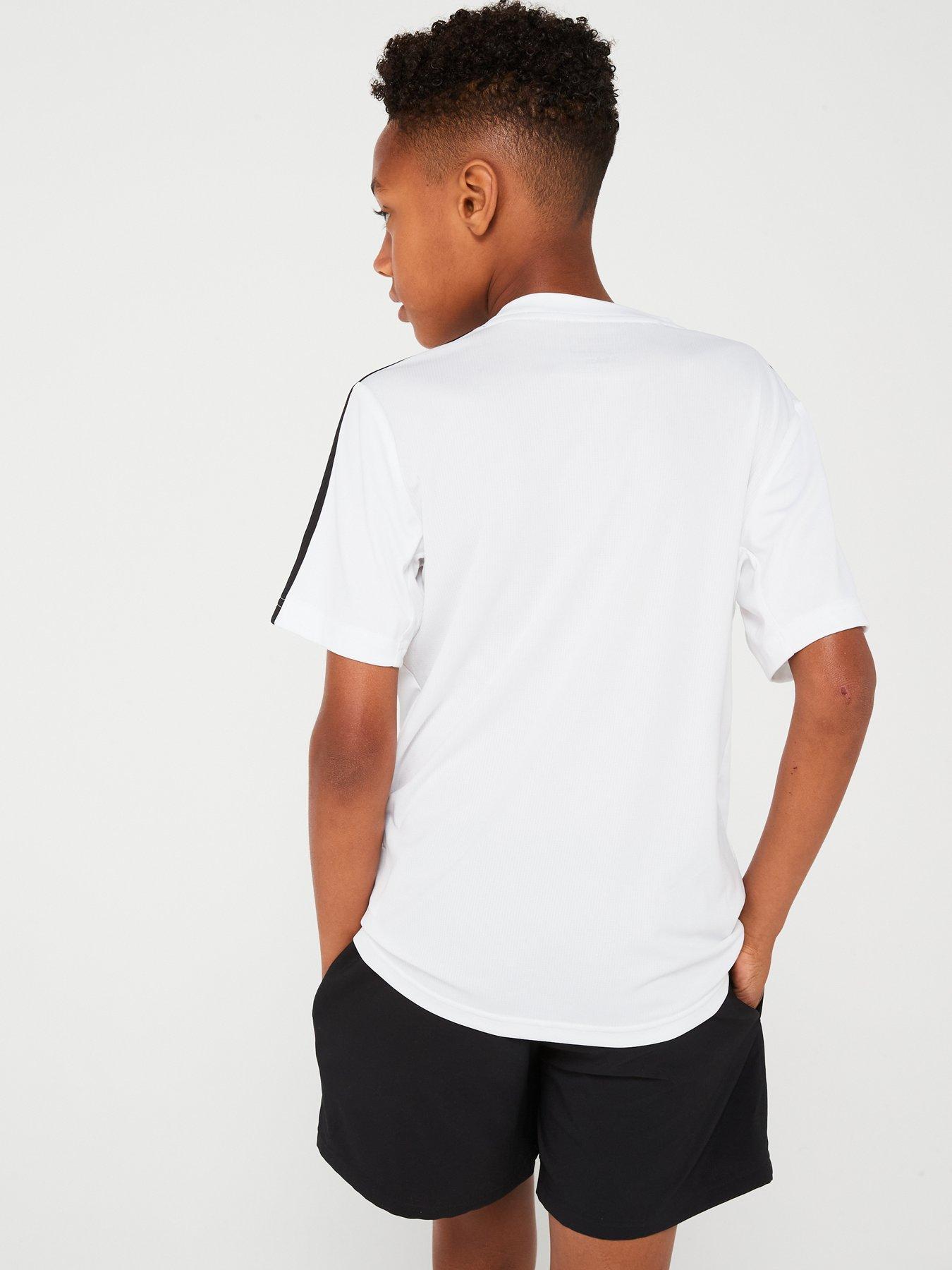 Image 2 of 5 of adidas Junior Train Essentials 3 Stripe Tee - White/Black