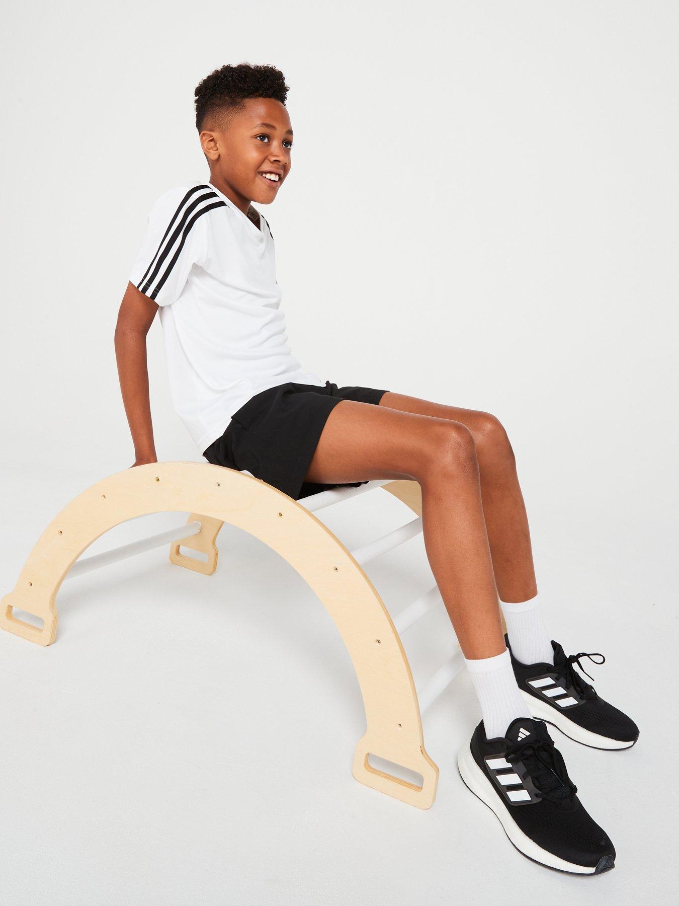 Image 3 of 5 of adidas Junior Train Essentials 3 Stripe Tee - White/Black