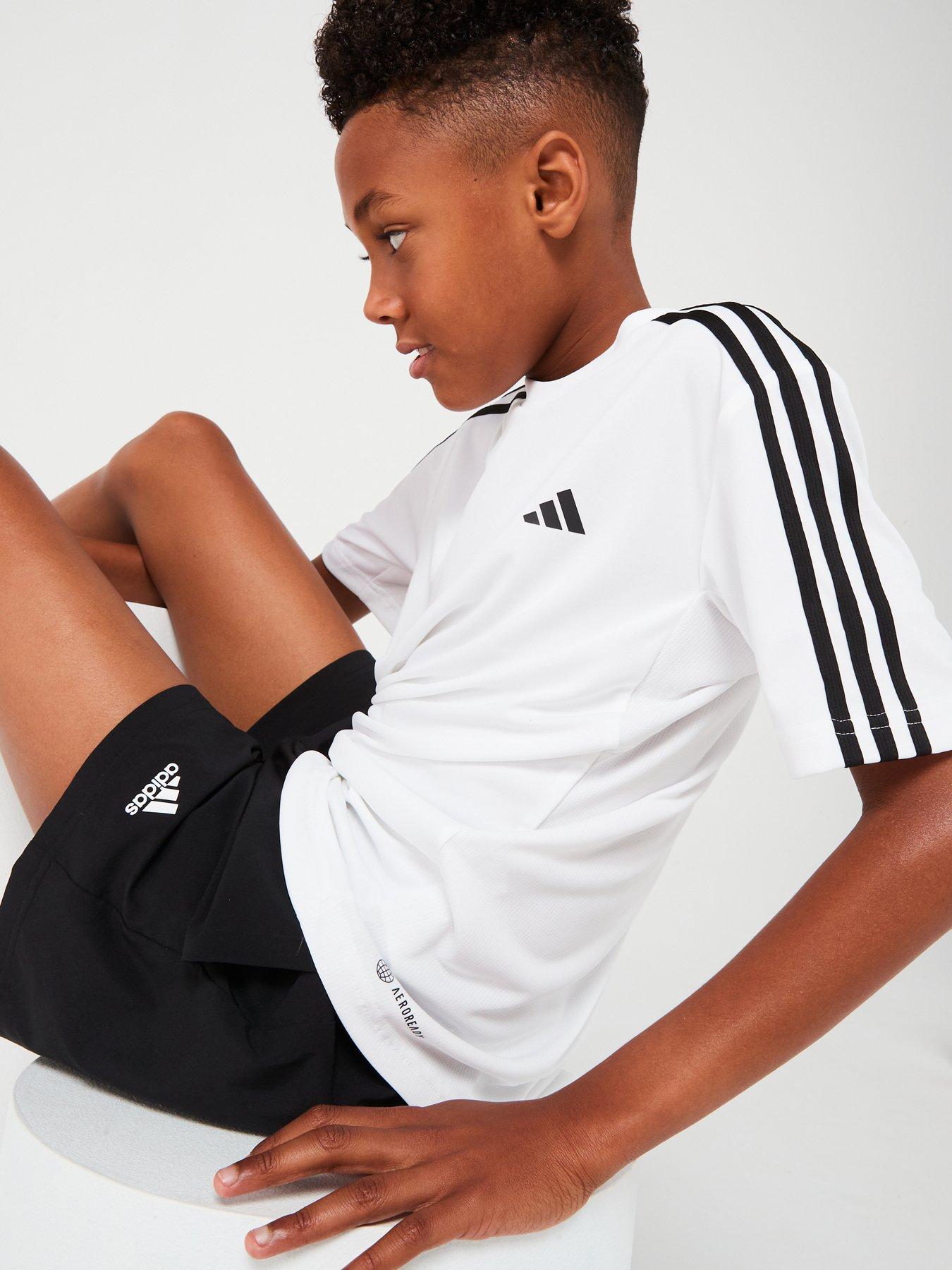 Image 4 of 5 of adidas Junior Train Essentials 3 Stripe Tee - White/Black