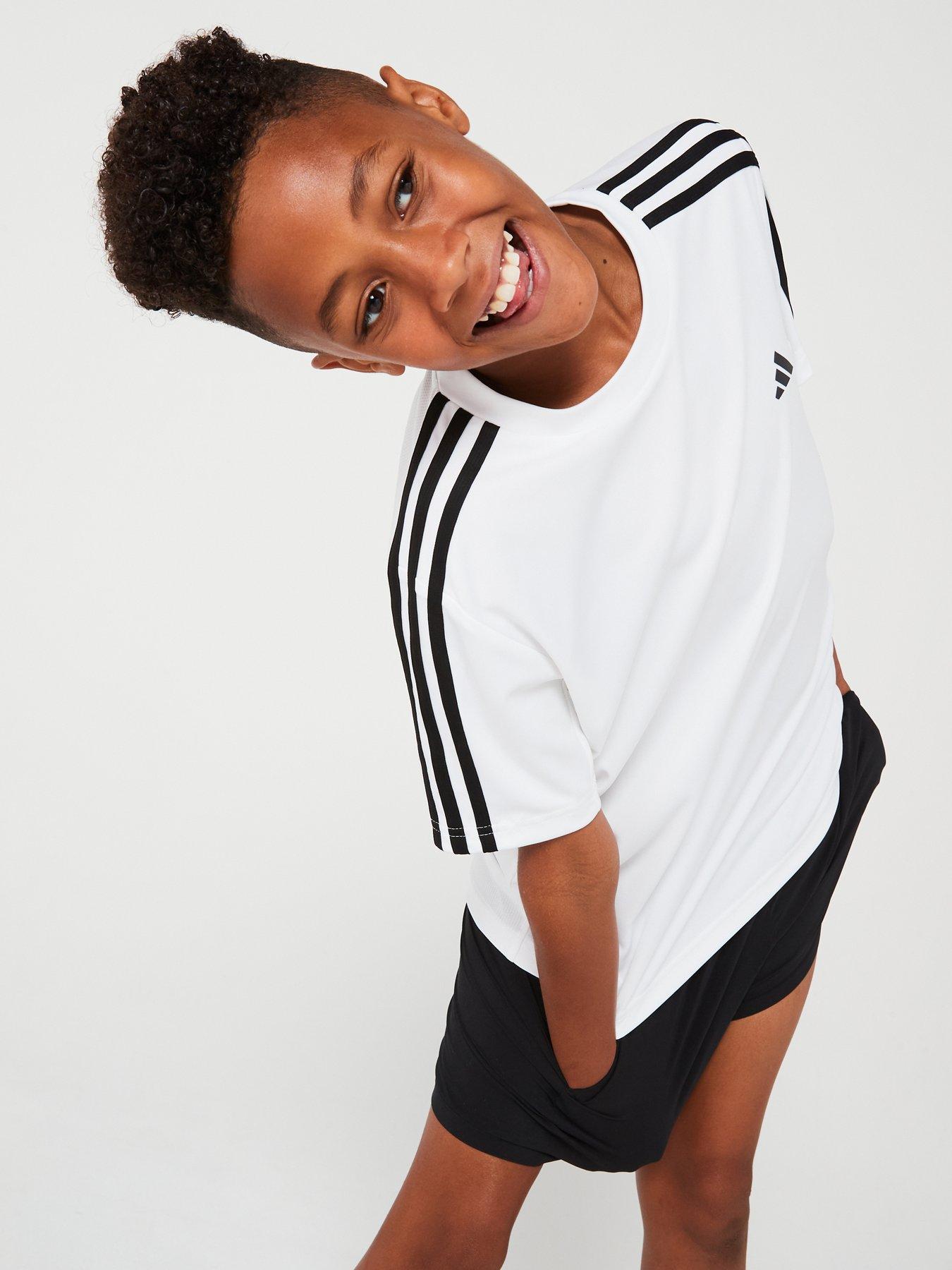 Image 5 of 5 of adidas Junior Train Essentials 3 Stripe Tee - White/Black
