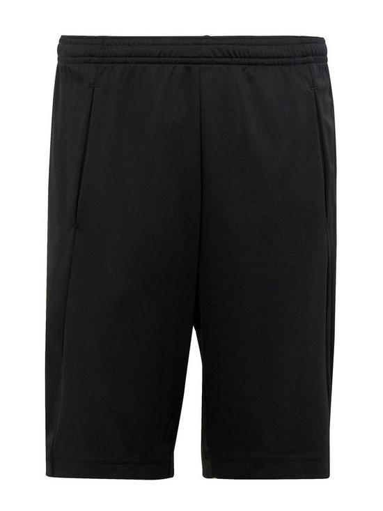 front image of adidas-sportswear-junior-boys-train-essentials-logo-shorts-blackwhite