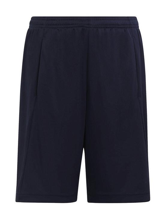 front image of adidas-junior-boys-train-essentials-logo-shorts-dark-blue
