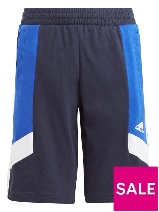 front image of adidas-sportswear-junior-colour-block-3-stripes-short-navy