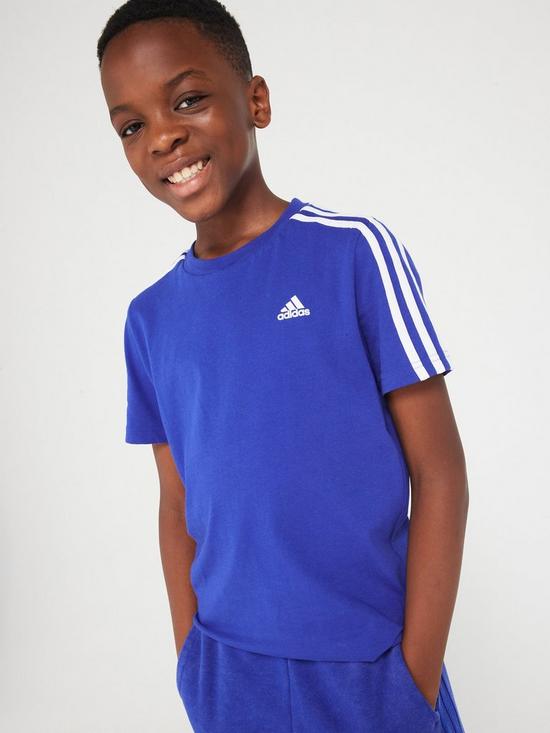 front image of adidas-sportswear-junior-essentials-short-sleeve-t-shirt-nbsp--blue