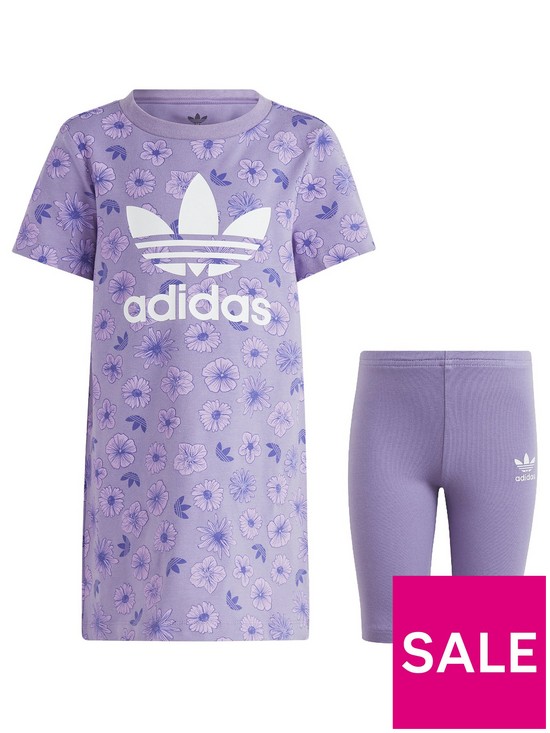 front image of adidas-originals-kids-printed-dress-ampshort-set-lilac