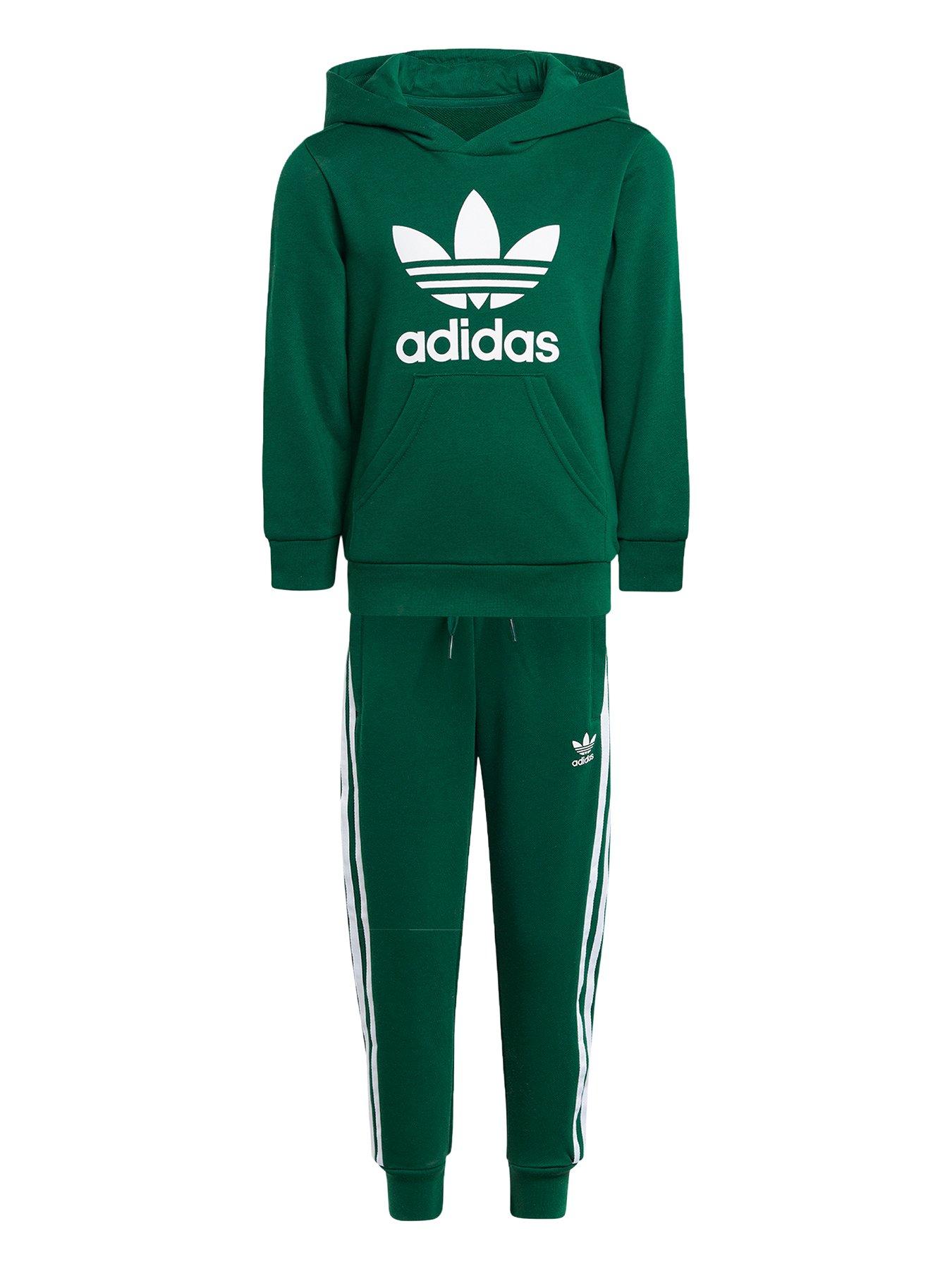 Green adidas tracksuit outlet set