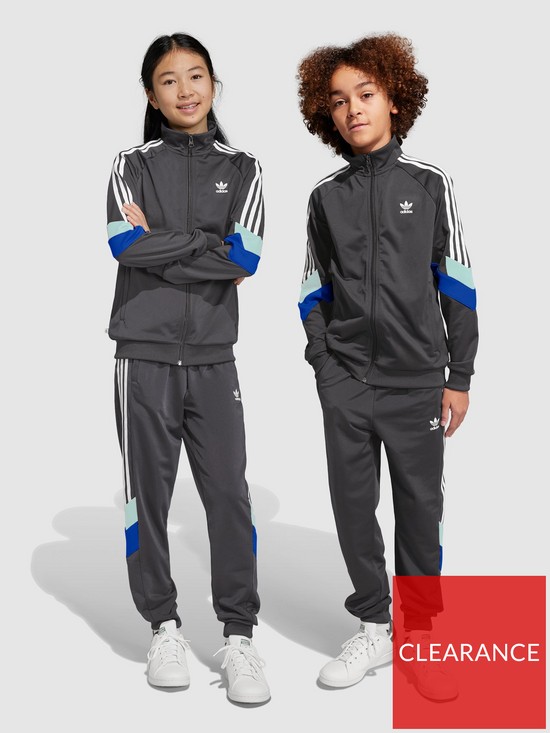 stillFront image of adidas-originals-junior-rekive-track-pants-dark-grey