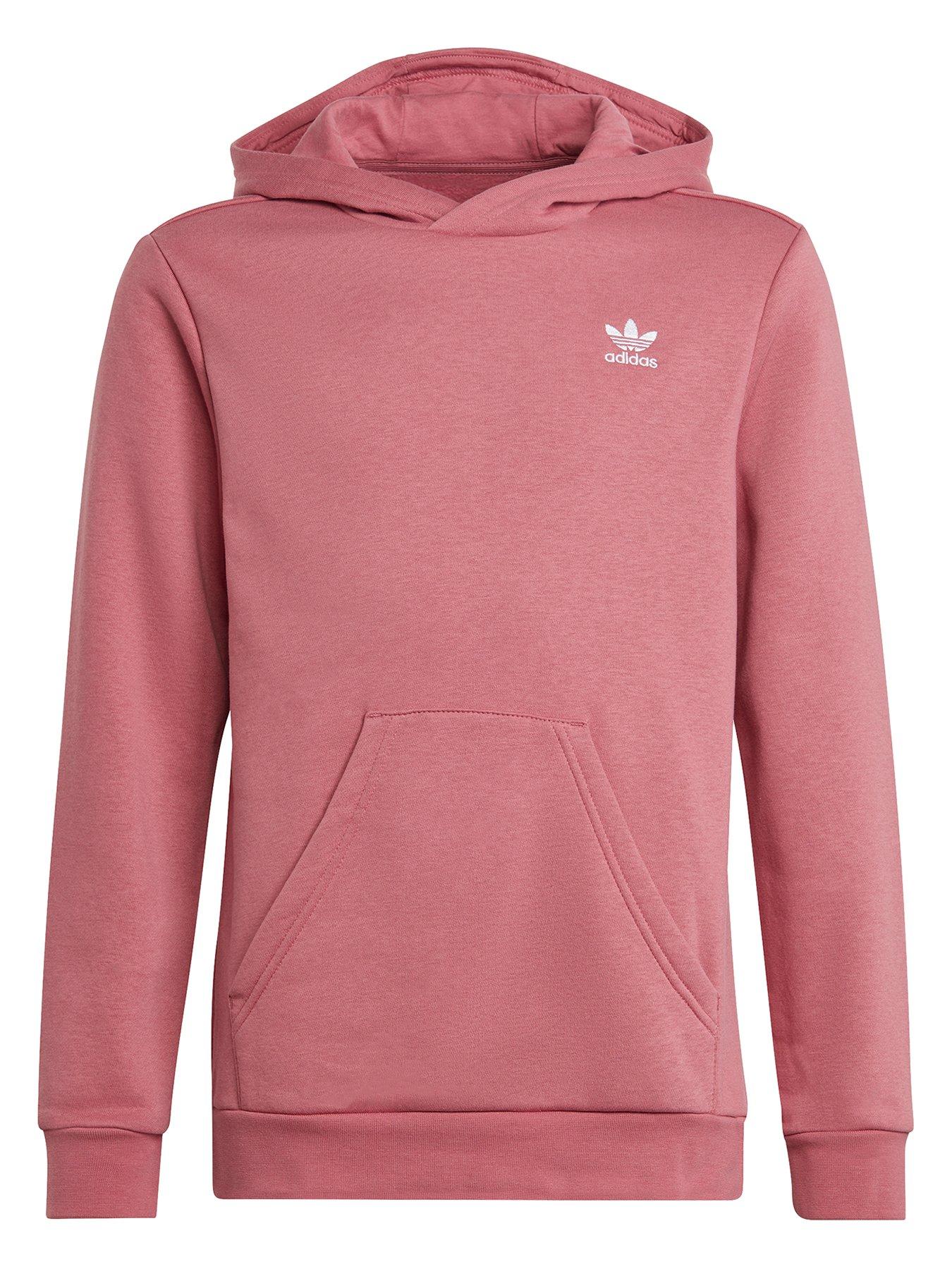 adidas Originals Unisex Junior Trefoil Essentials Hoodie - Dark Pink |  very.co.uk