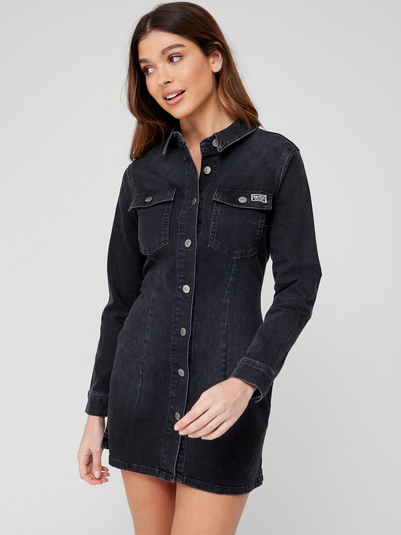 Black denim dress outlet uk