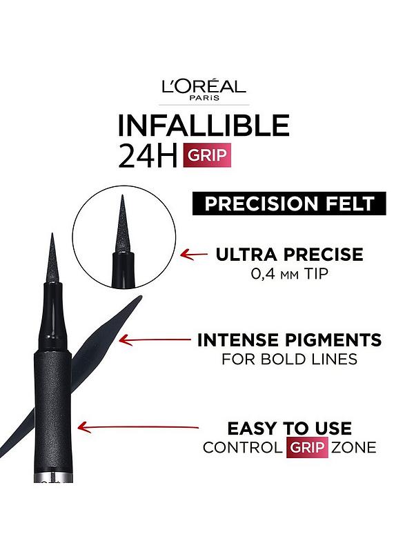 Image 3 of 5 of L'Oreal Paris Infallible Grip Precision Felt 0.4mm 27H Longwear Eyeliner Black - 15ml