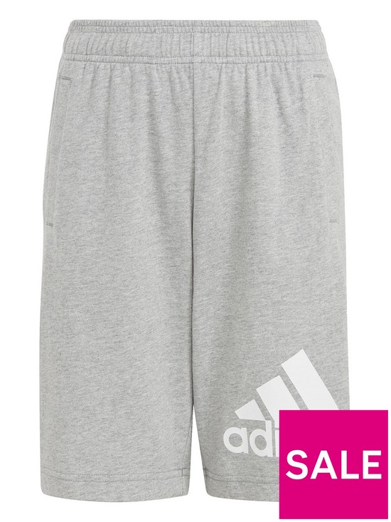front image of adidas-sportswear-junior-essentials-big-logo-short-grey