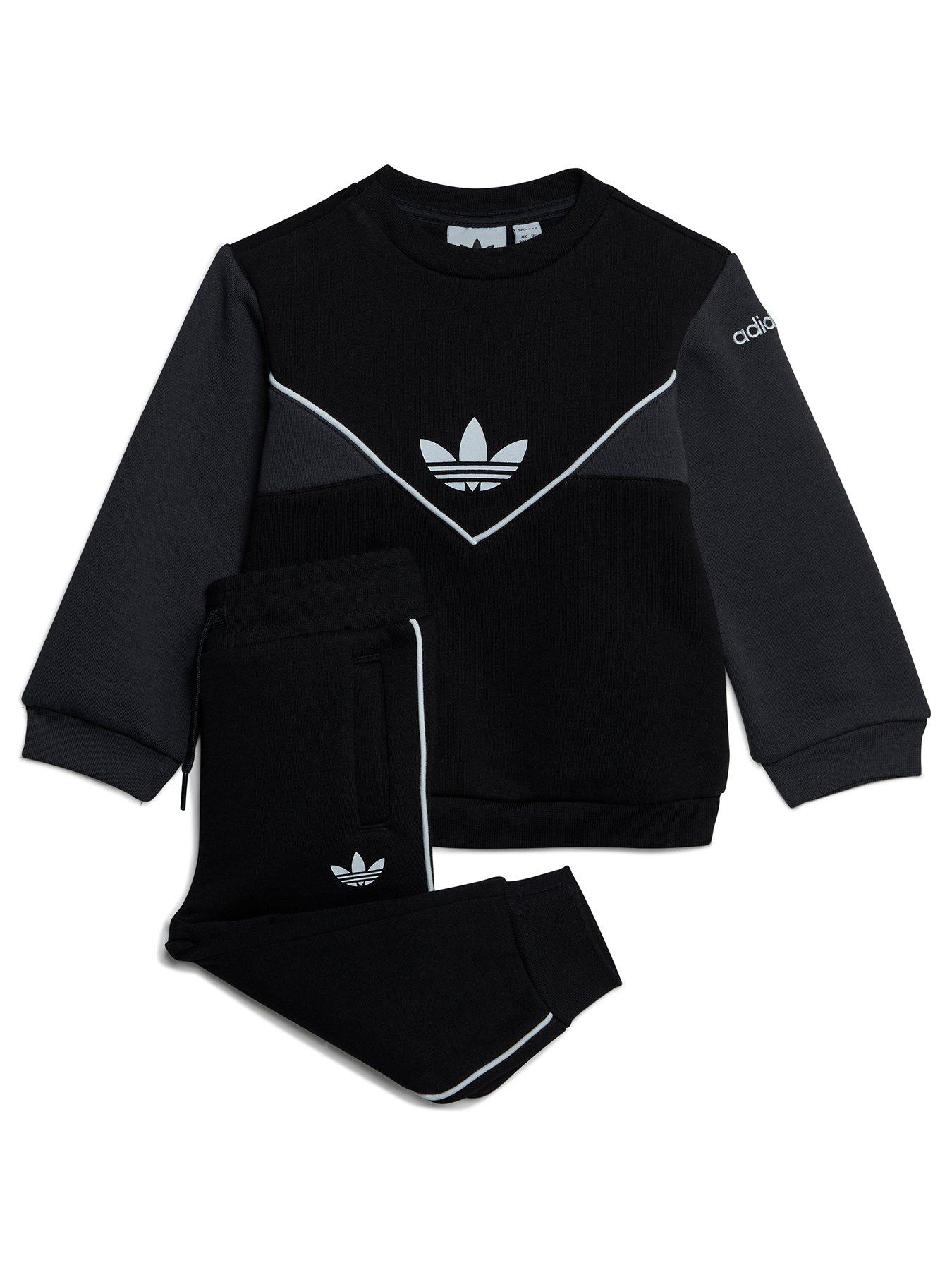 adidas Originals Infant Adicolor Colour Block Crew Set - Black/Grey