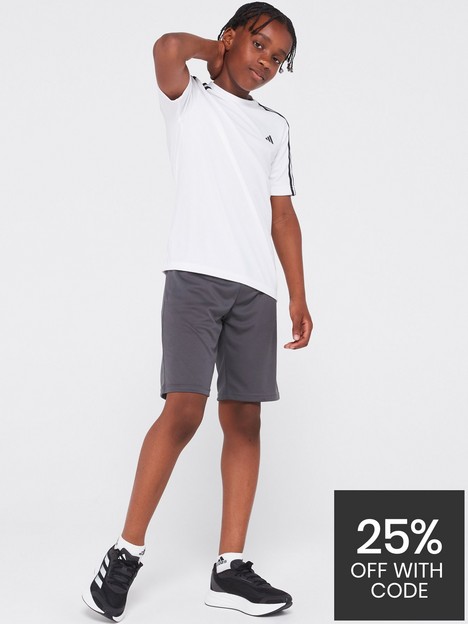 adidas-sportswear-junior-boys-train-essentials-3-stripes-short-amp-tee-set-whiteblack