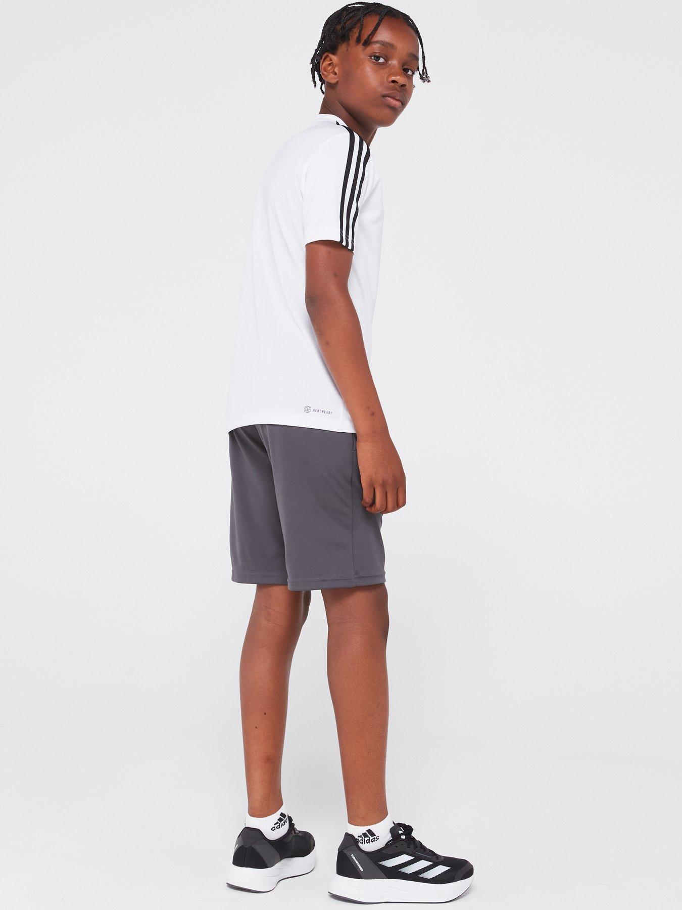 Image 2 of 6 of adidas Sportswear Junior Boys Train Essentials 3 Stripes Short &amp; Tee Set - White/Black