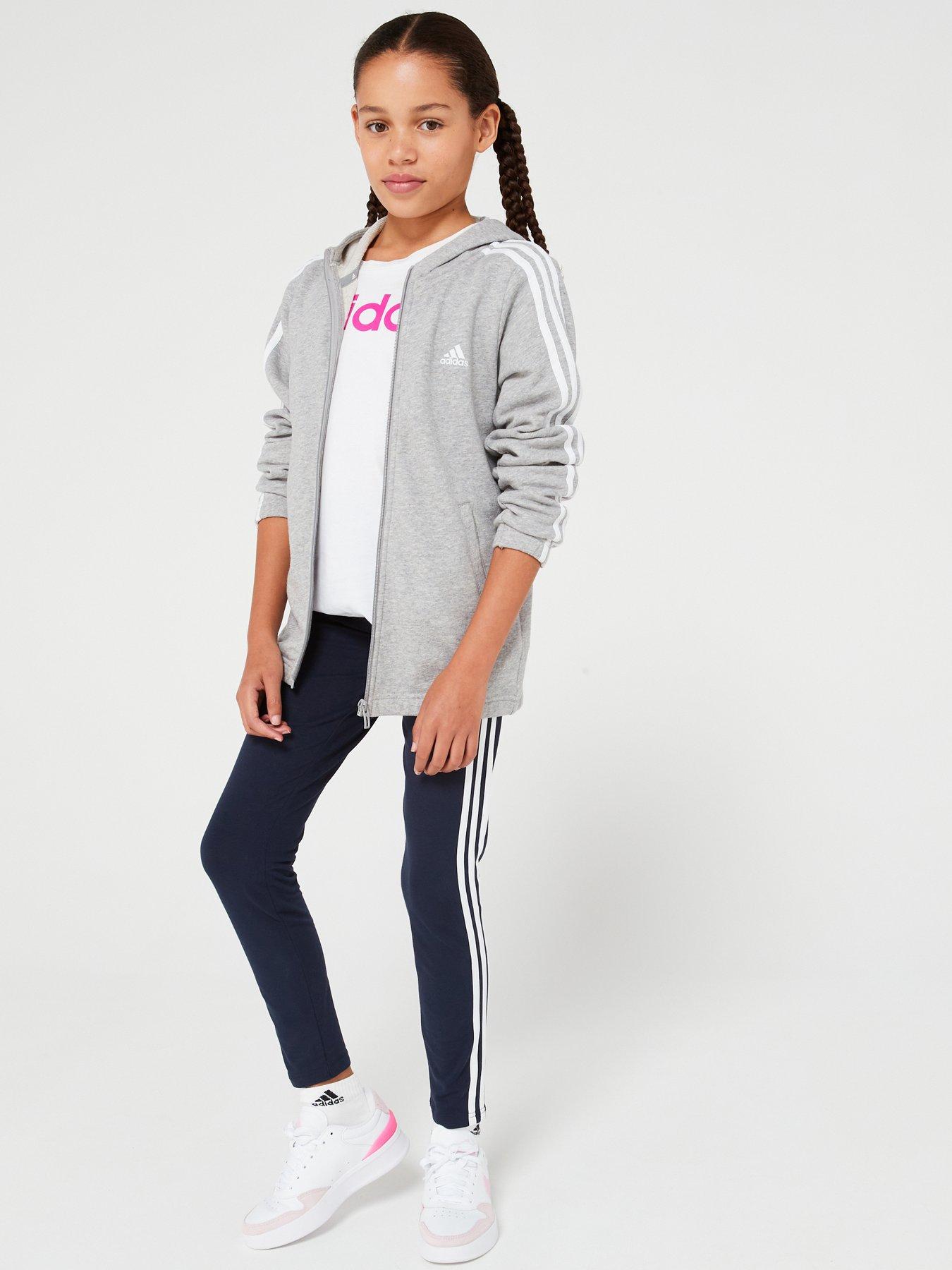 adidas Sportswear Girls Junior Essentials 3 Stripe Legging - Navy