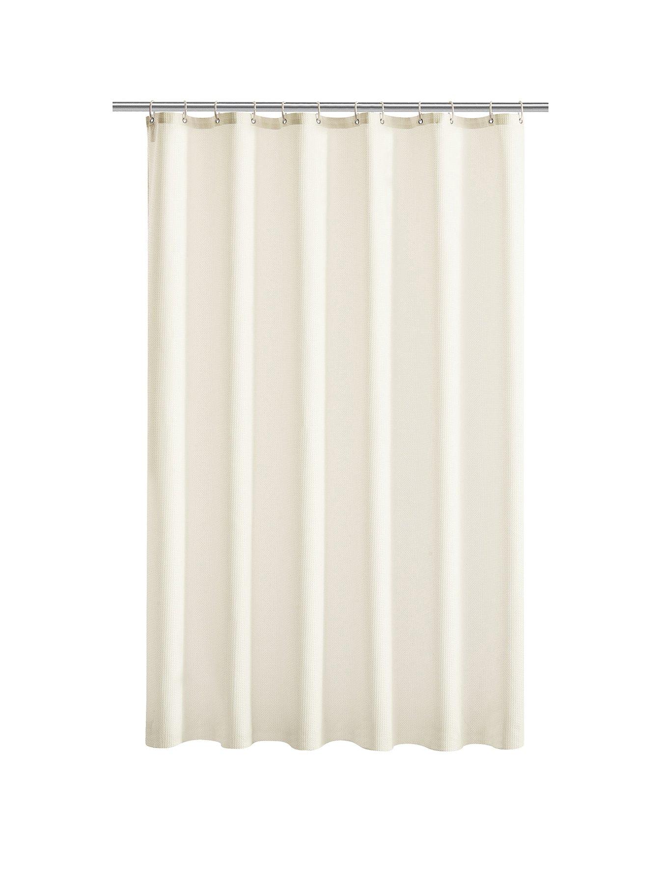Product photograph of Aqualona Cream Waffle Shower Curtain from very.co.uk