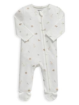 mamas & papas baby unisex safari zip sleepsuit - cream