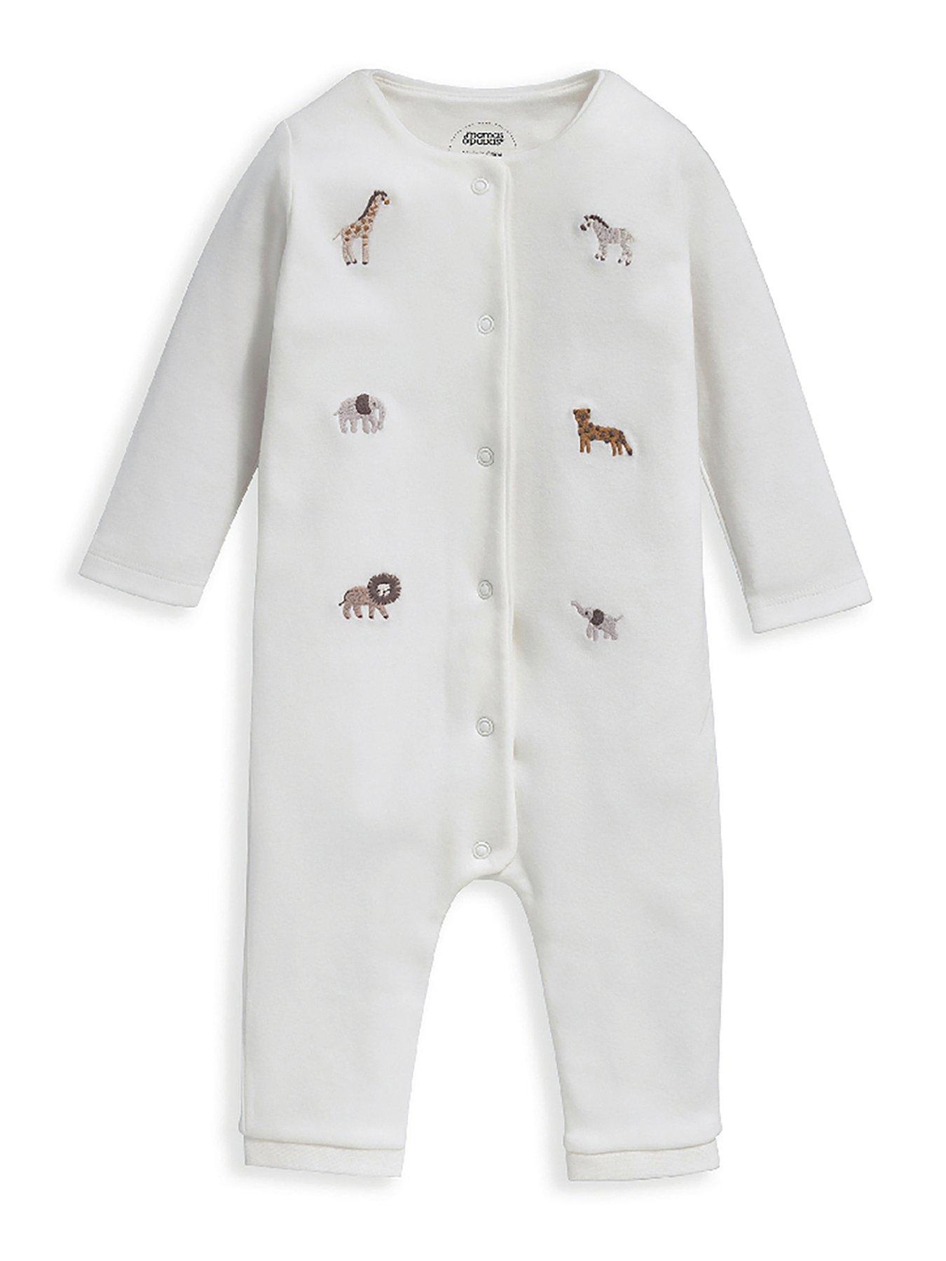 undefined Baby Unisex Safari Embroidered Romper - Cream