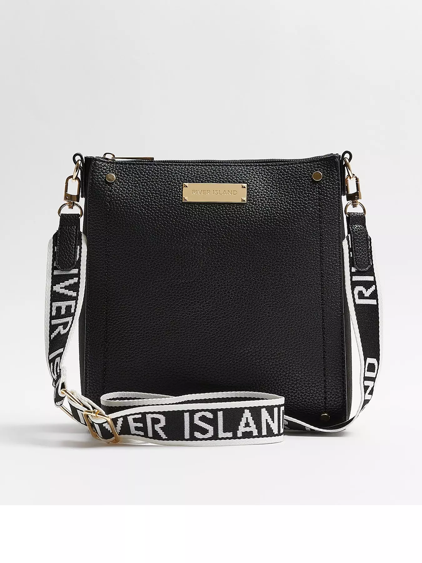 River Island River Island Lock Front Slouch Bag - Black
