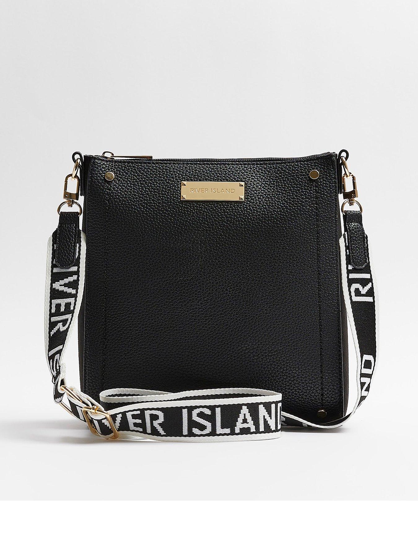 River Island Structured Messenger Bag Black very.co.uk