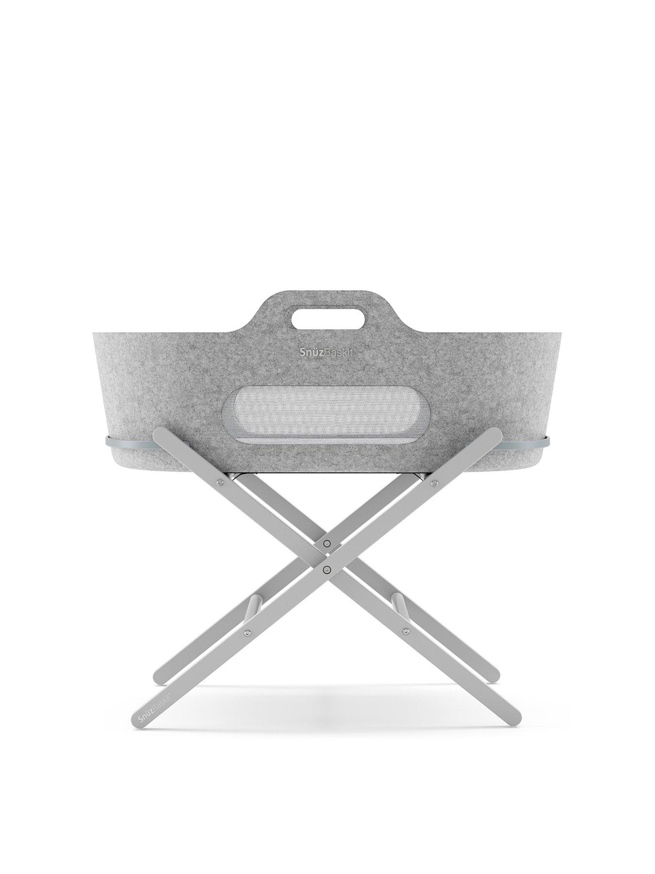 Product photograph of Snuz Snuzbaskit Moses Basket Amp Grey Stand Set - Light Grey from very.co.uk