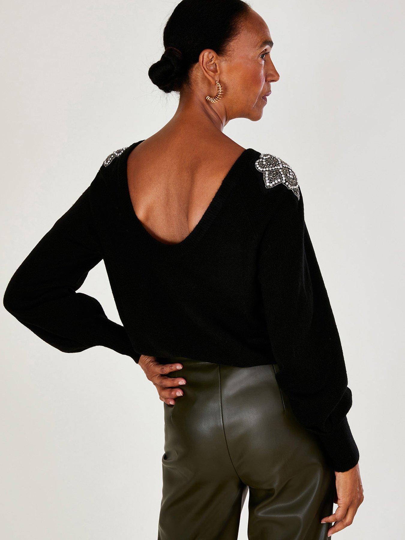 Black 2025 embellished jumper