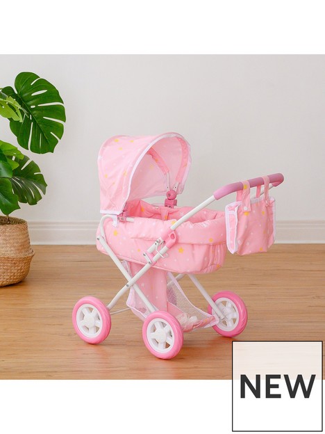 teamson-kids-olivias-little-world-twinkle-stars-princess-baby-doll-deluxe-strollers-pink-white
