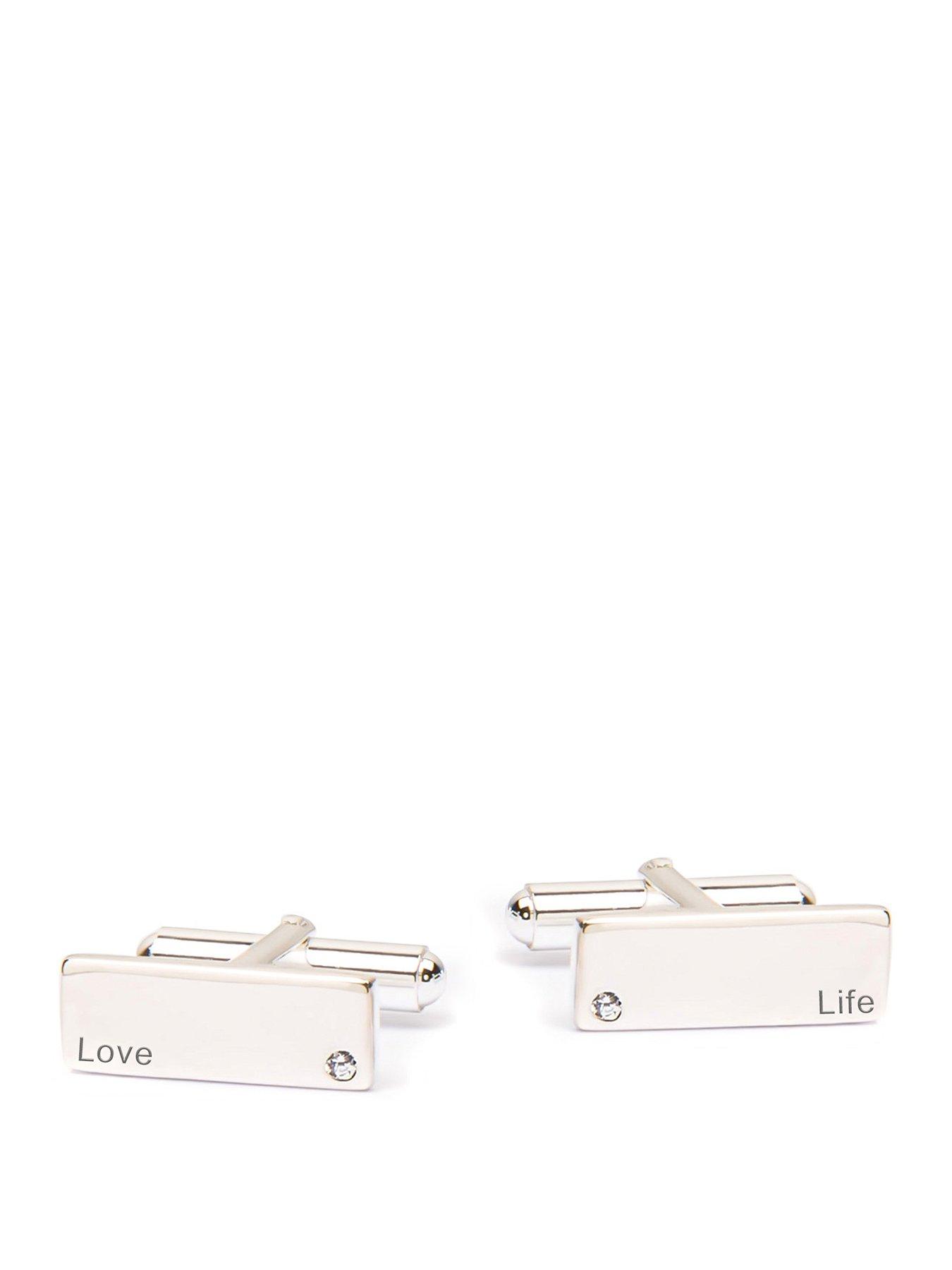 Product photograph of The Love Silver Collection Personalised Cufflinks Sterling Silver from very.co.uk