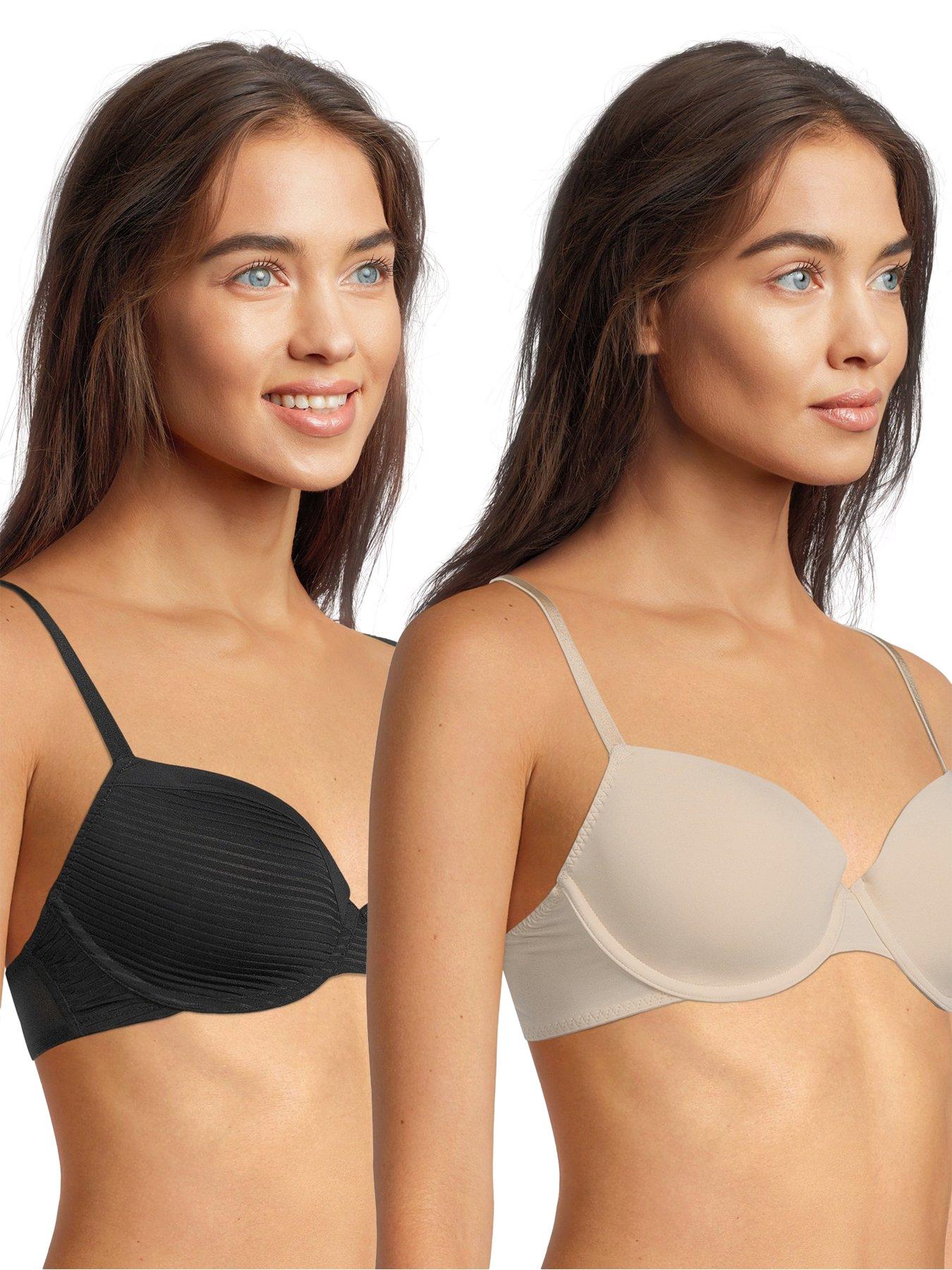 Image 1 of 6 of DORINA 2pk&nbsp;Louise Light Padded Demi Bra - Black/Beige