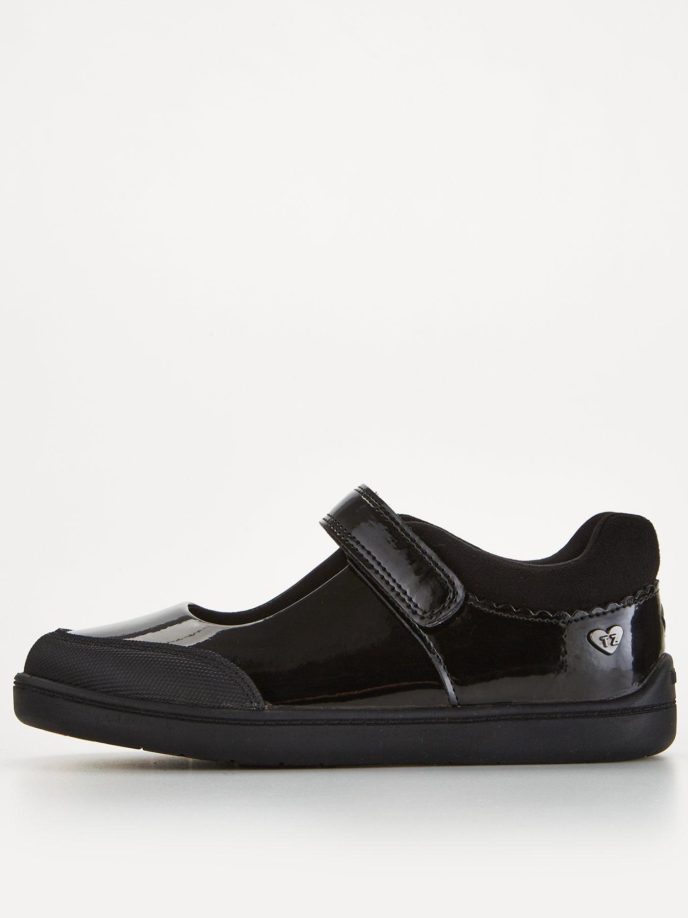 Image of Everyday ToeZone Wide Fit Younger Girls Patent Leather Mary Jane School Shoes - Black