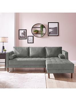 Product photograph of Very Home New Orleans 3 Seater Right Hand Chaise Sofa - Grey from very.co.uk