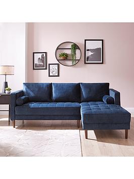 Product photograph of Very Home New Orleans Fabric 3 Seater Right Hand Chaise Sofa - Navy from very.co.uk