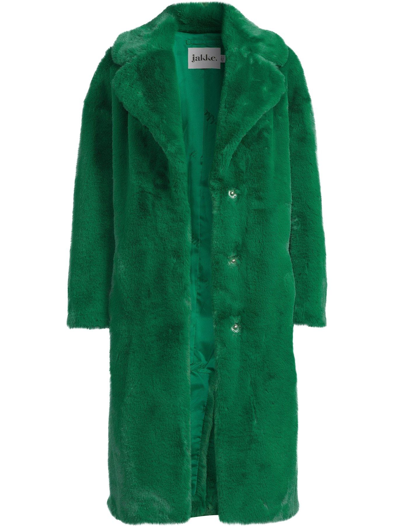 Jakke Katie Faux Fur Coat - Green | very.co.uk