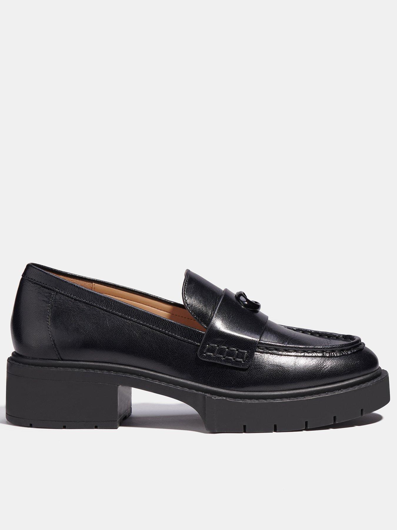 Ladies black hot sale leather loafers