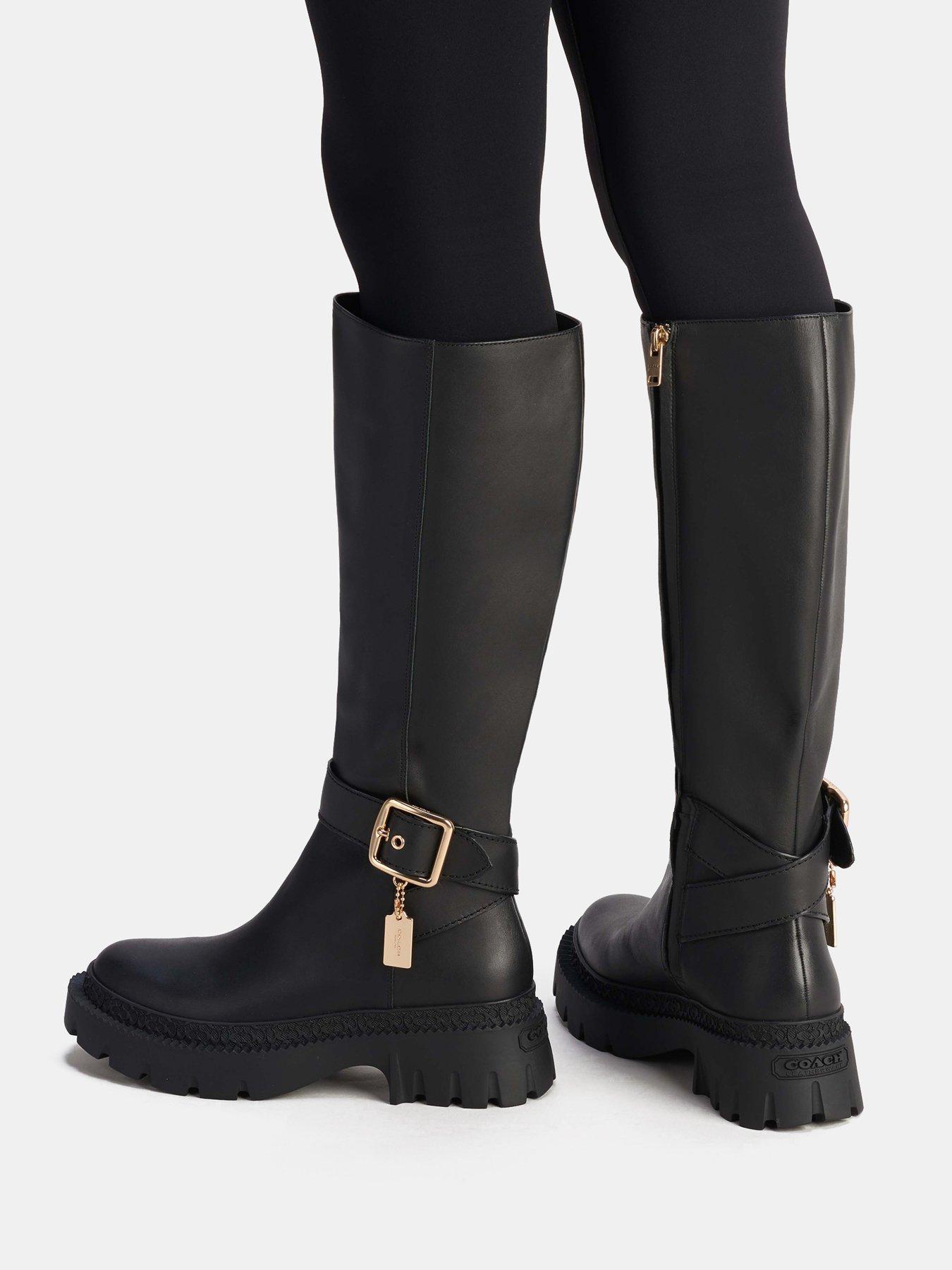 Coach black leather riding hot sale boots