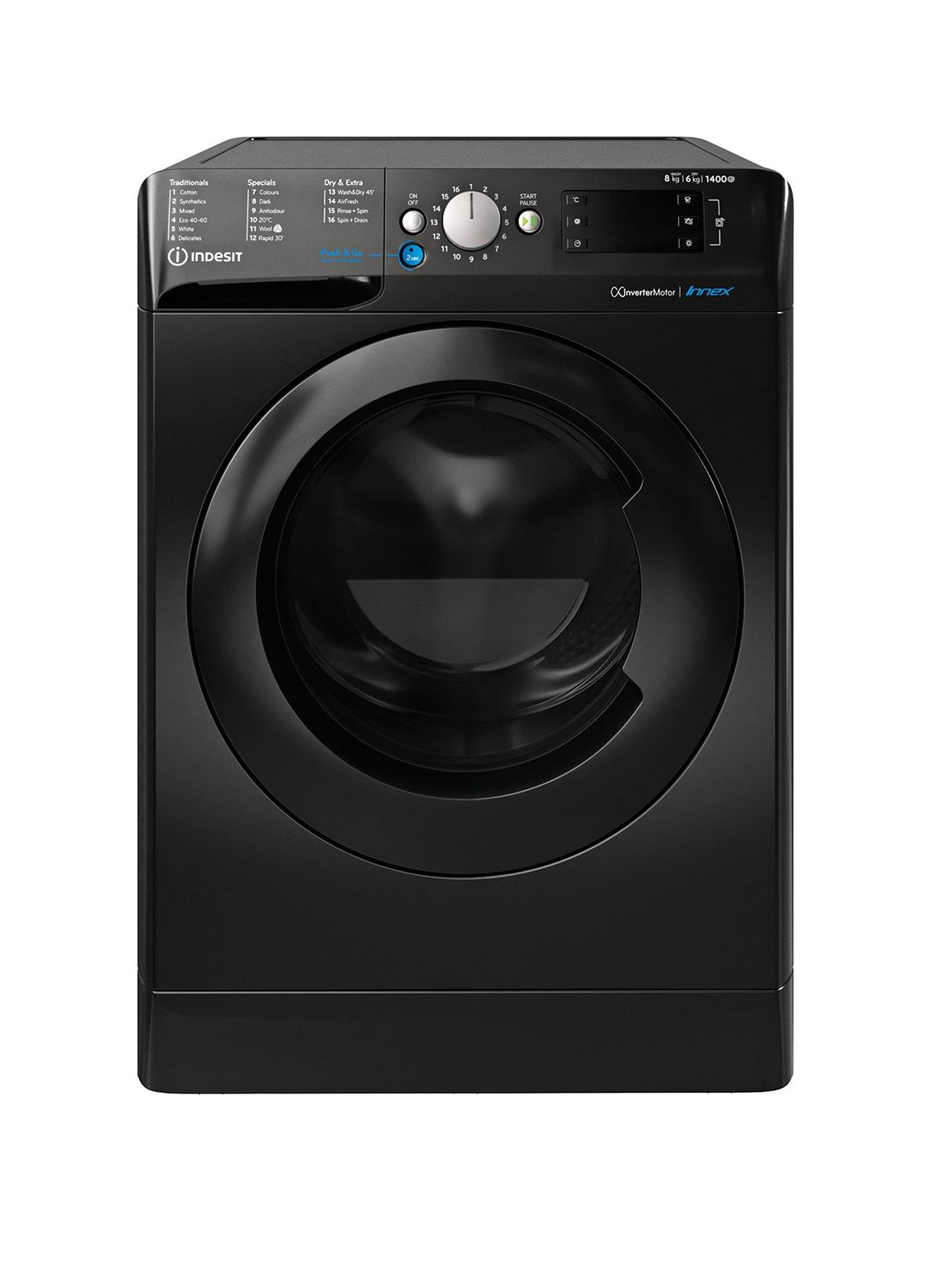 Product photograph of Indesit Bde86436xbukn D A 8 6kg 1400rpm Washer Dryer - Black from very.co.uk