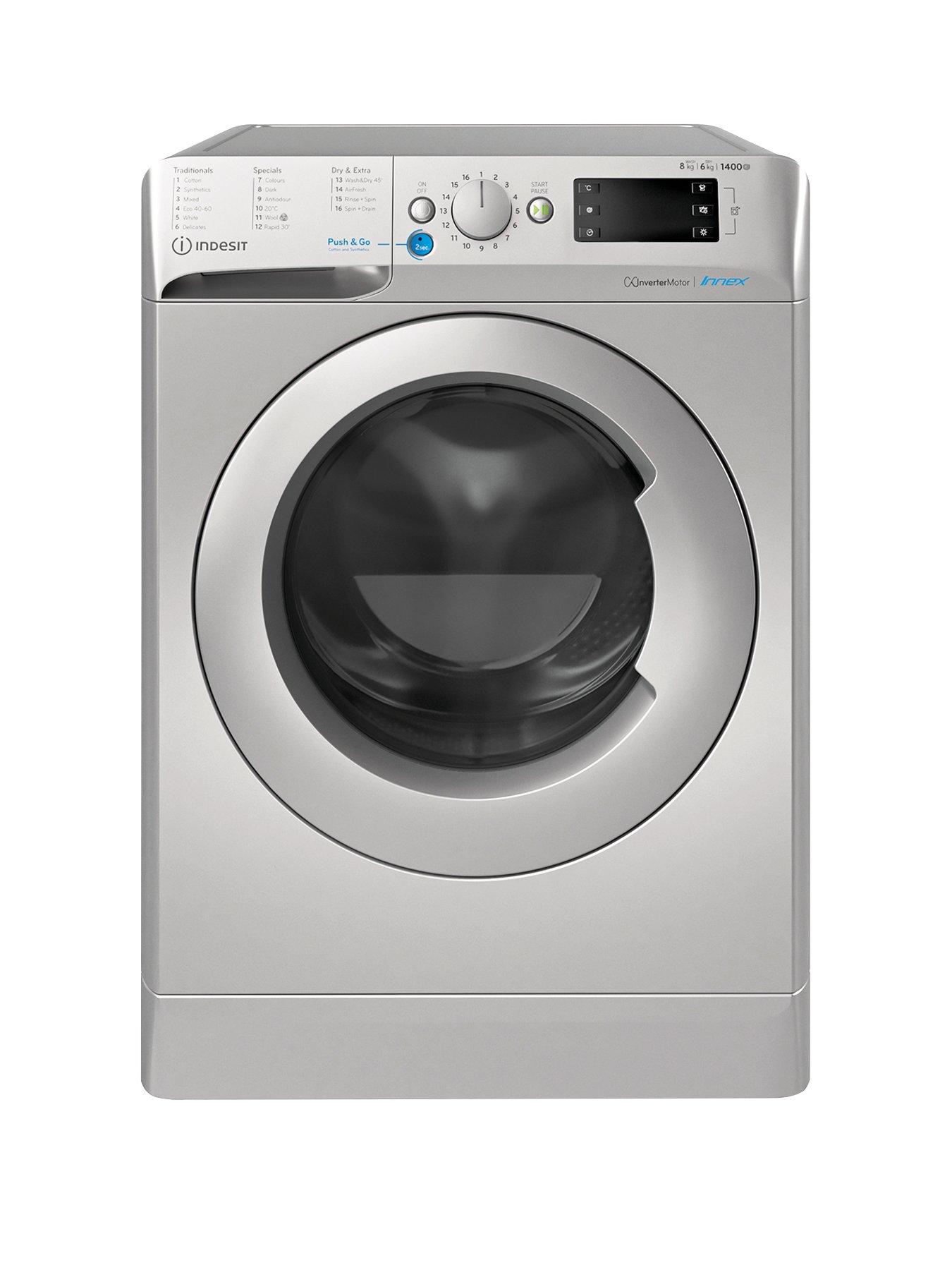 Product photograph of Indesit Bde86436xsukn D A 8 6kg 1400rpm Washer Dryer - Silver from very.co.uk