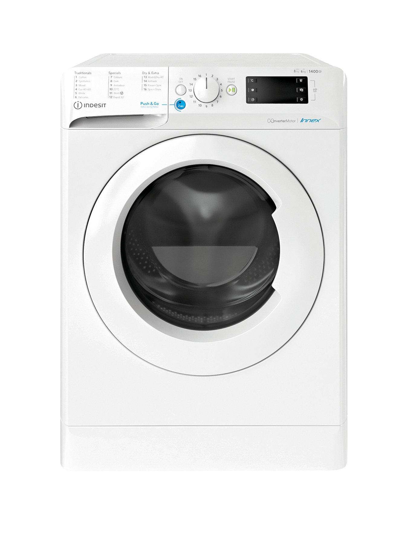 Product photograph of Indesit Bde86436xwukn D A 8 6kg 1400rpm Washer Dryer - White from very.co.uk