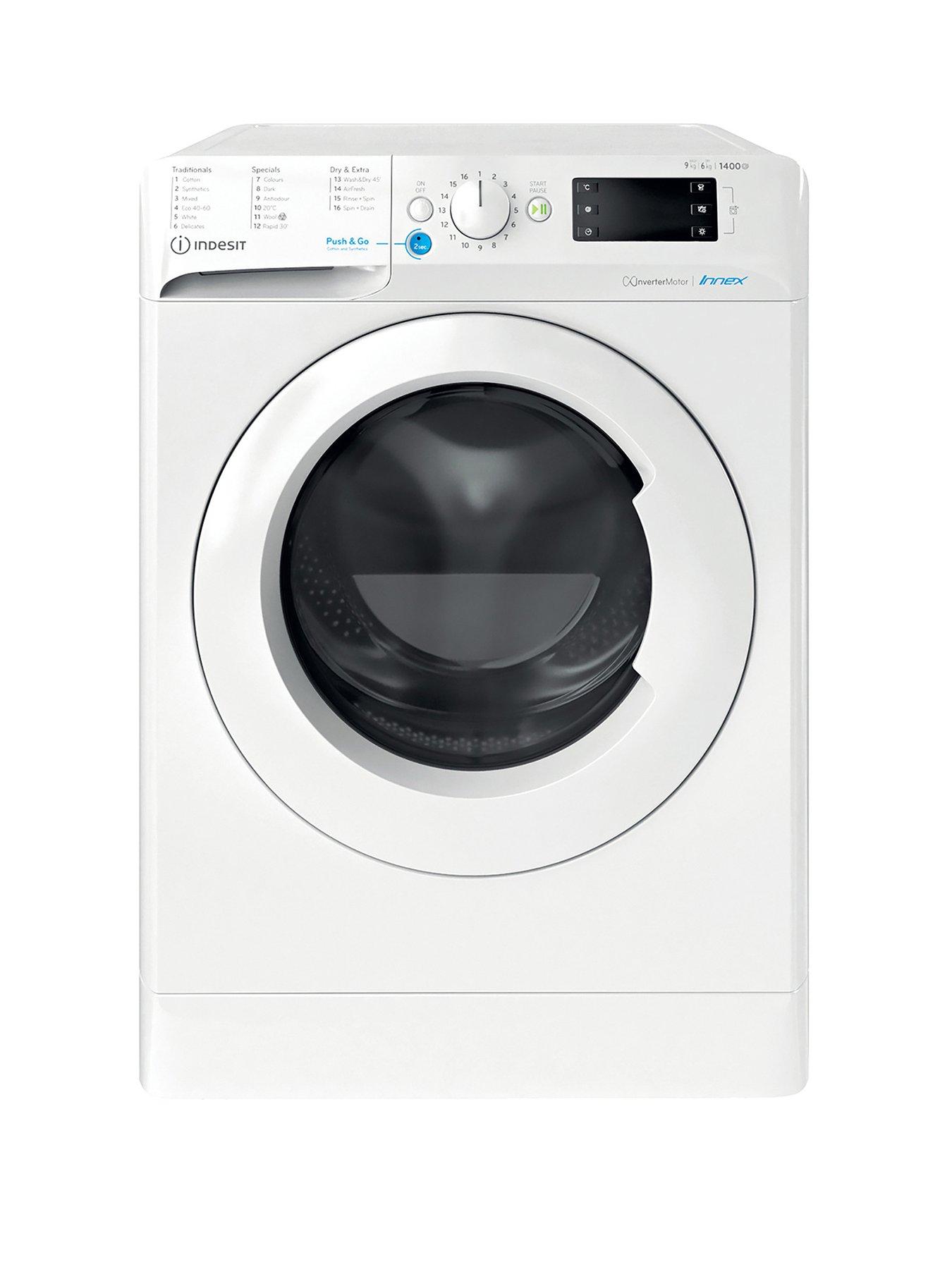 Product photograph of Indesit Bde96436xwukn D A 9 6kg 1400rpm Washer-dryer - White from very.co.uk