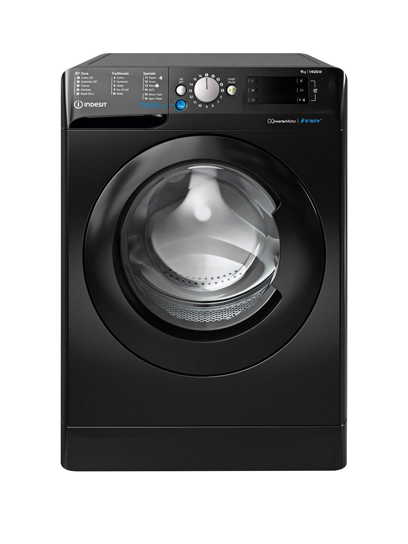 Product photograph of Indesit Innex Bwe91496xkukn 9kg Load 1400rpm Spin Washing Machine - Black from very.co.uk