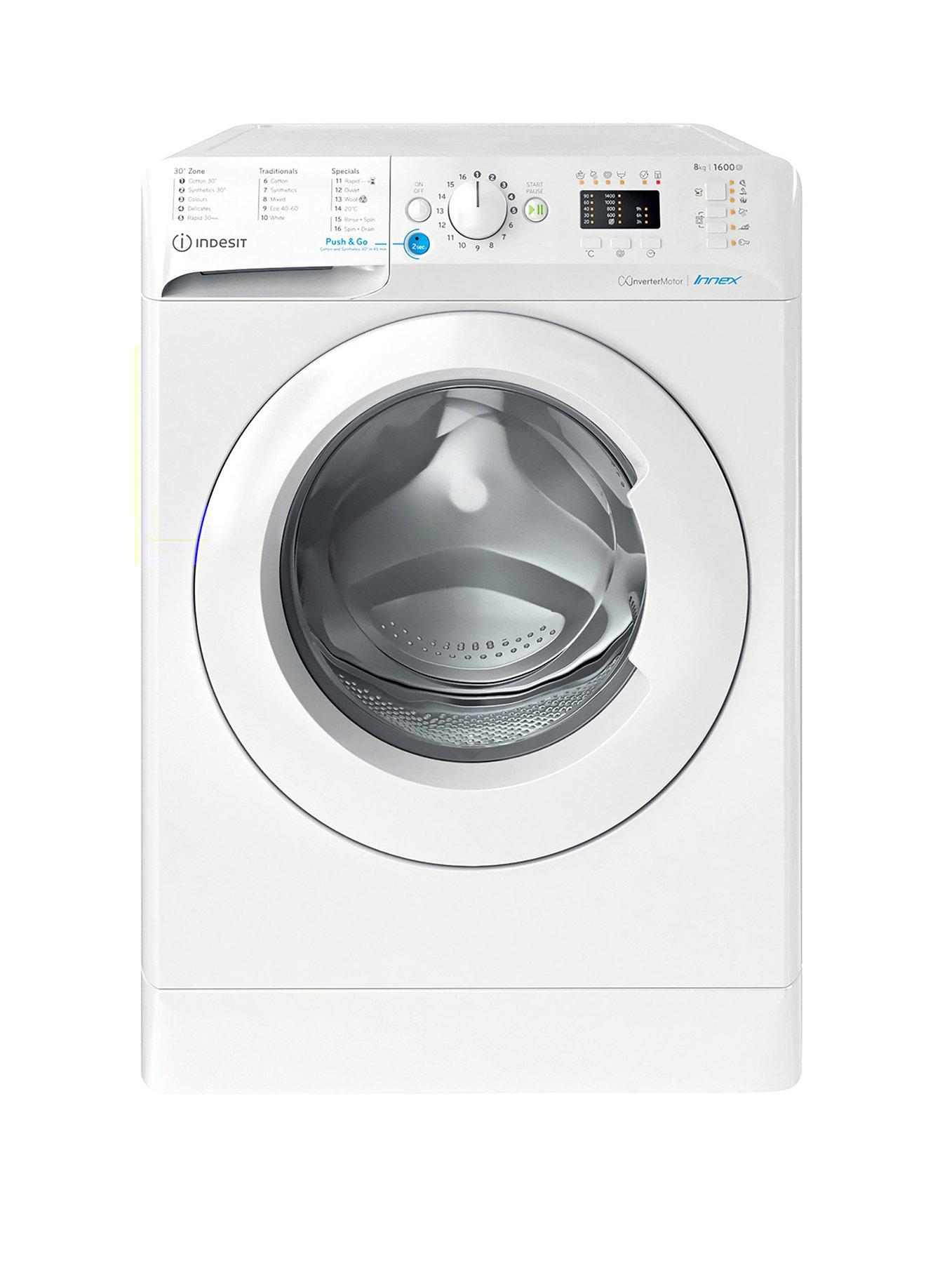 Product photograph of Indesit Bwa81684xwukn 8kg Load 1600rpm Spin Washing Machine - White from very.co.uk